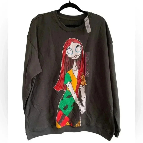 Disney Tops - 🩵Disney Nightmare Before Christmas Sally Sweatshirt Dark Gray Halloween Size 2XL